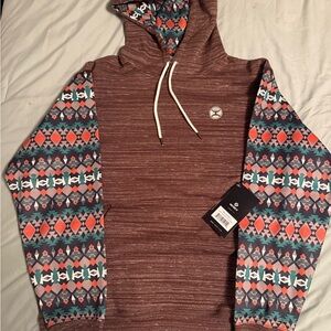 Hooey Hoodie brown with Patterned Sleeves